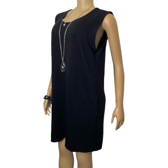 Serra Black Sleeveless Jumper dress pockets midweight Sweatshirt Fabric size XL - Picture 3 of 13